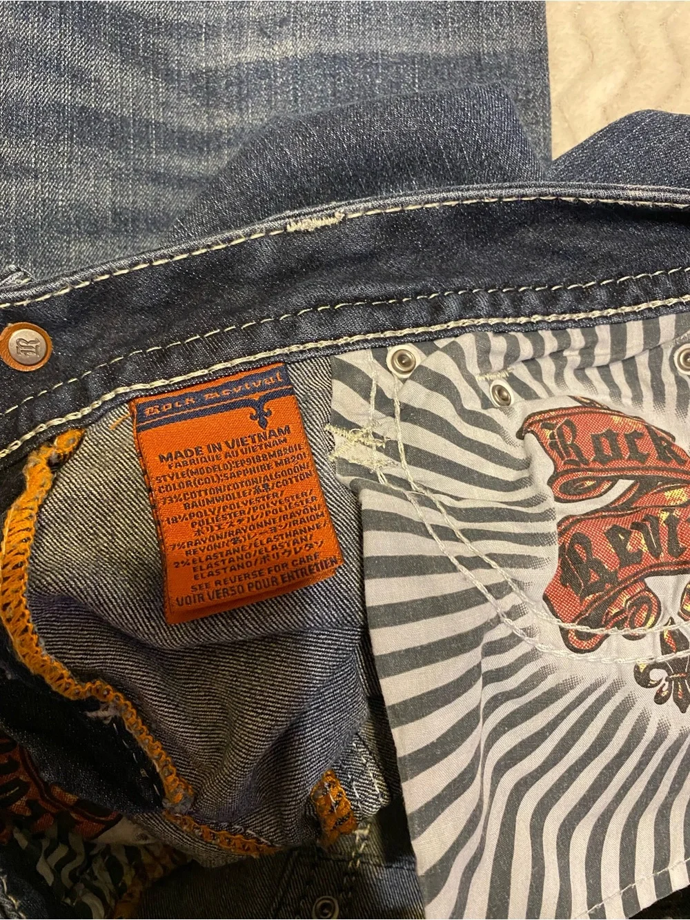 Rock Revival Dark Blue Embroidered Pocket Accent